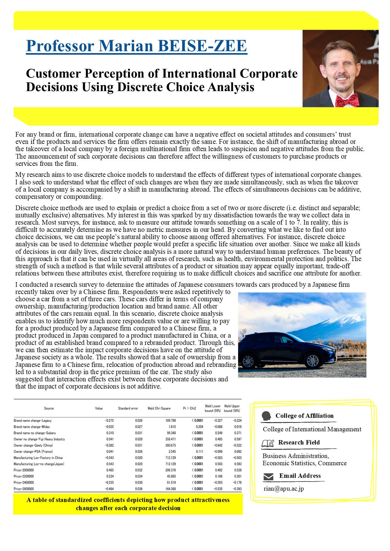 Customer Perception of International Corporate Decisions Using Discrete Choice Analysis