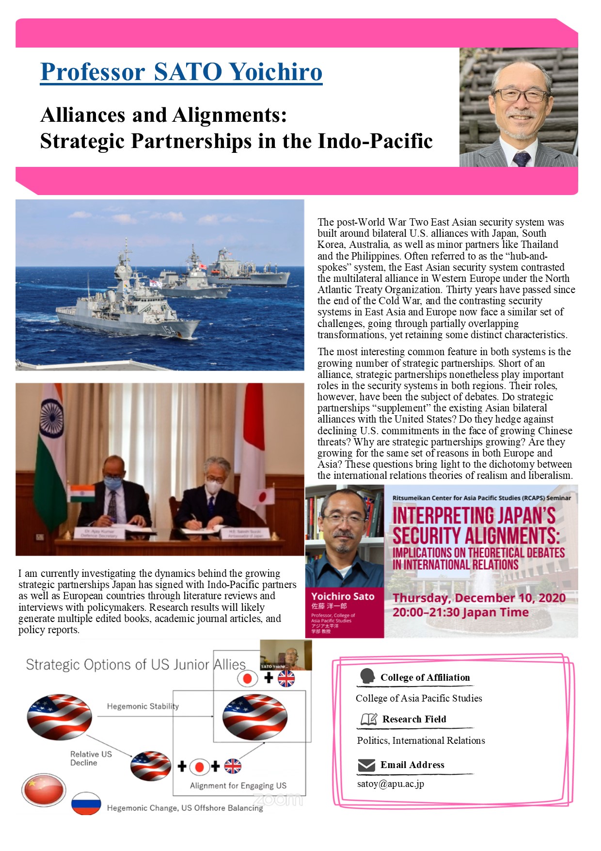 Alliances and Alignments: Strategic Partnerships in the Indo-Pacific